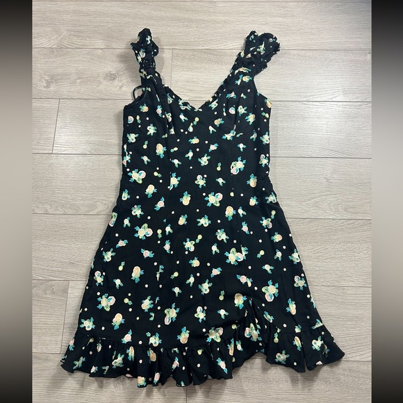 Free People Like A Lady Black Lemon Print Mini Dress - Picture 4 of 12